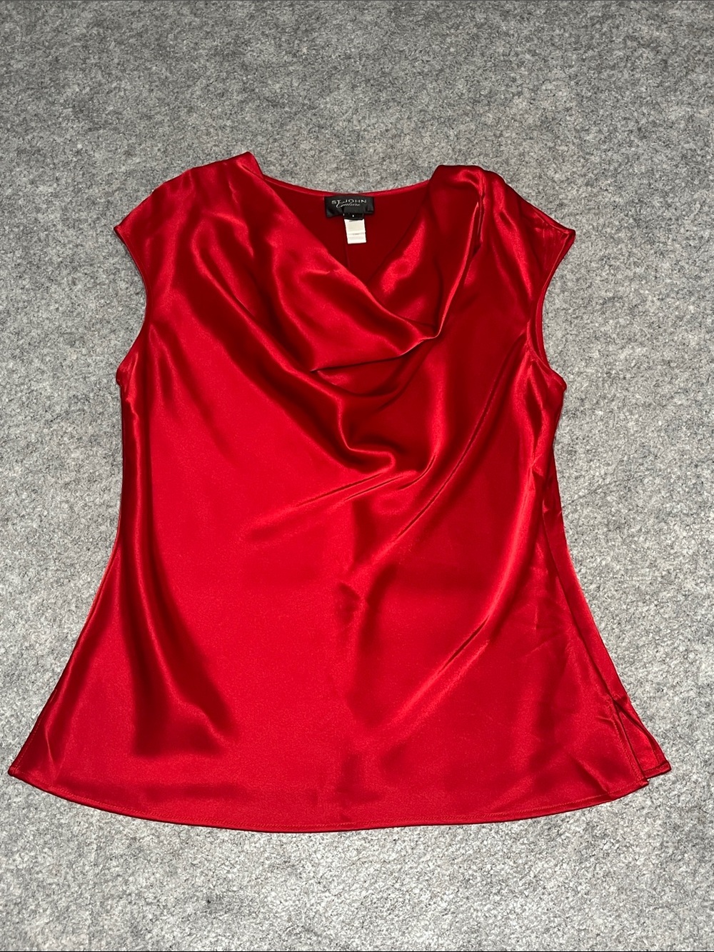 St. John Red Satin Cowl Neck Camisole